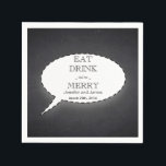 Black Chalkboard Eat, Drink & Be Married Wedding Napkin<br><div class="desc">This is a personalized Eat,  Drink & Be Married Chalkboard wedding paper napkins for your reception. You can customize with your bride and groom names,  monogram initial,  wedding date and adding colours. It is also great for wedding showers,  rustic wedding receptions,  bridal showers,  wedding anniversaries,  couple showers</div>