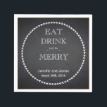 Black Chalkboard Eat, Drink & Be Married Wedding Napkin<br><div class="desc">This is a personalized Eat,  Drink & Be Married Chalkboard wedding paper napkins for your reception. You can customize with your bride and groom names,  monogram initial,  wedding date and adding colours. It is also great for wedding showers,  rustic wedding receptions,  bridal showers,  wedding anniversaries,  couple showers</div>