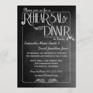 Black Chalkboard Elegant Rehearsal Dinner Invite