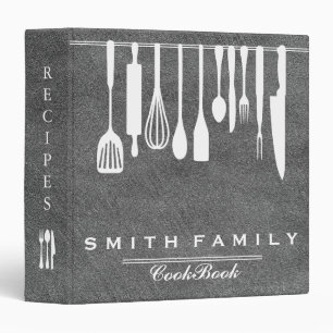 Black Chalkboard Family Recipe Cookbook 3 Ring Bin Binder