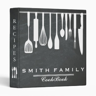 Black Chalkboard Family Recipe Cookbook 3 Ring Bin Binder