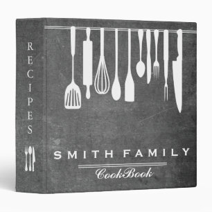 Black Chalkboard Family Recipe Cookbook 3 Ring Bin Binder