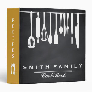 Black Chalkboard Family Recipe Cookbook 3 Ring Bin Binder