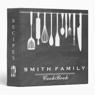 Black Chalkboard Family Recipe Cookbook 3 Ring Bin Binder