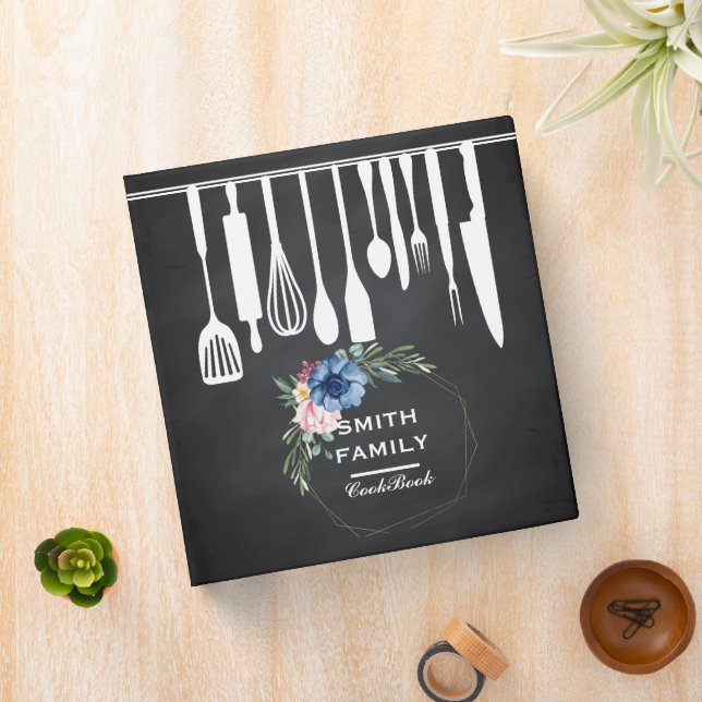 Black Chalkboard Family Recipe Cookbook Binder (In Situ)
