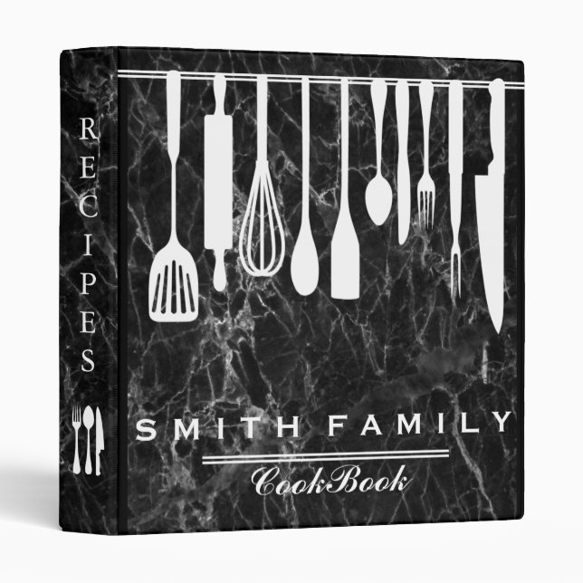 Black Chalkboard Family Recipe Cookbook Binder (Front/Spine)