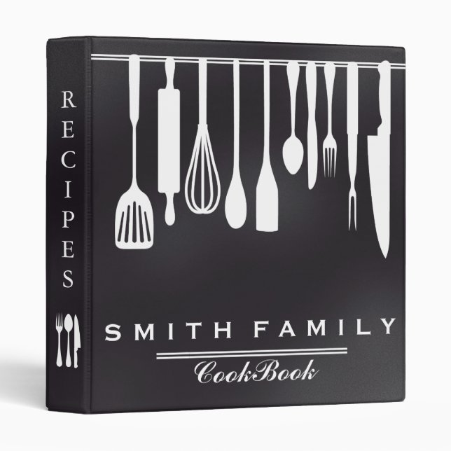 Black Chalkboard Family Recipe Cookbook  Binder (Front/Spine)