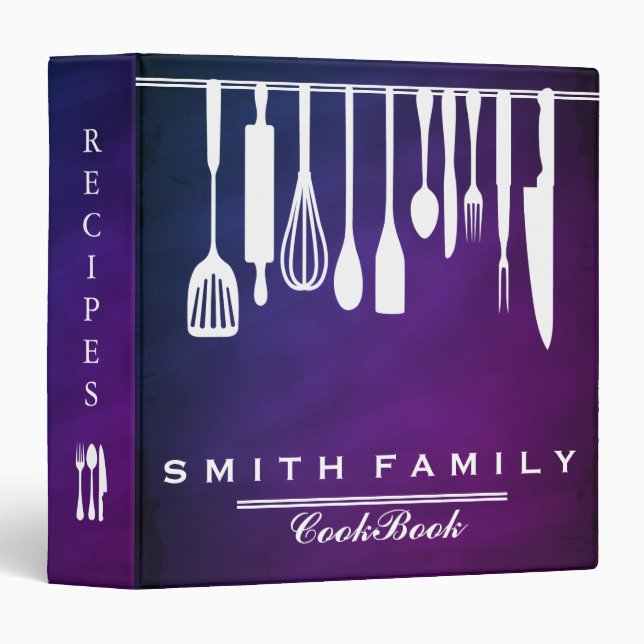 Black Chalkboard Family Recipe Cookbook Binder (Front/Spine)