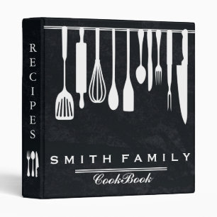 Black Chalkboard Family Recipe Utensils Cookbook Binder