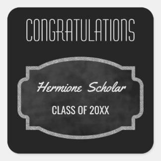 Black Chalkboard Graduation Party Favour | Class o Square Sticker