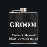 Black Chalkboard Groomsman Hip Flask<br><div class="desc">This is Black Chalkboard Groomsman Modern Flask.  This flask feature is a Black Chalkboard background. It is Fully customizable. It is a unique gift that's perfect for weddings,  birthdays,  and special events.</div>