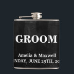 Black Chalkboard Groomsman Hip Flask<br><div class="desc">This is Black Chalkboard Groomsman Modern Flask.  This flask feature is a Black Chalkboard background. It is Fully customizable. It is a unique gift that's perfect for weddings,  birthdays,  and special events.</div>