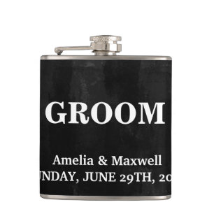 Black Chalkboard Groomsman Hip Flask