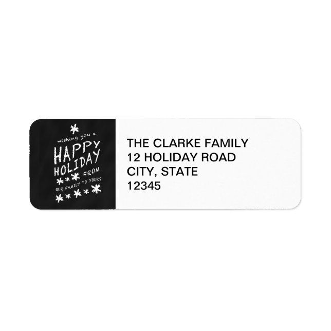 BLACK CHALKBOARD HAPPY HOLIDAY ADDRESS LABEL (Front)