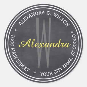 Black Chalkboard Name Monogram Addr Envelope Seal