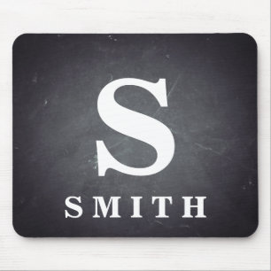 Black Chalkboard Personalized Monogram Mouse Pad