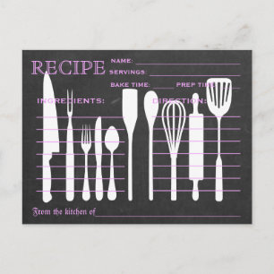 Black Chalkboard Retro Recipe Card Kitchen Tools