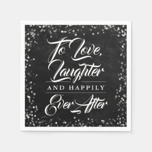 Black Chalkboard Rustic Happily Ever After Wedding Napkin