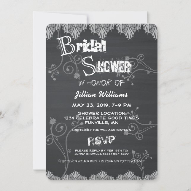 Black Chalkboard Rustic Invitation (Front)