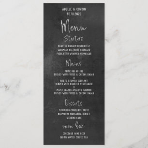 Black Chalkboard Silver Fancy Calligraphy Script Menu