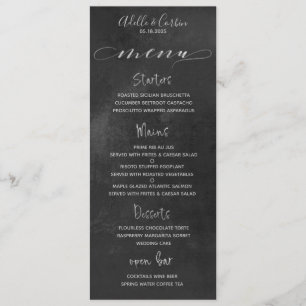 Black Chalkboard Silver Fancy Cursive Calligraphy Menu