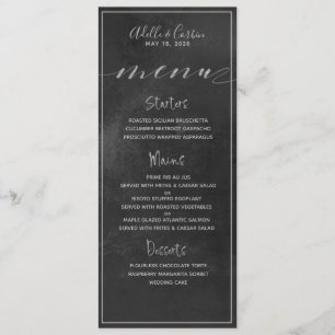 Black Chalkboard Silver Swash Calligraphy Wedding Menu