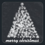 Black Chalkboard Sparkly Christmas Snowflake Tree Square Sticker<br><div class="desc">This is Holiday Black Chalkboard Christmas Snowflake Tree Sticker. You can easily to customize,  simply add the personalized text of your choosing. Click on the "Customize It" button for more personalization options.</div>