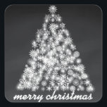 Black Chalkboard Sparkly Christmas Snowflake Tree Square Sticker<br><div class="desc">This is Holiday Black Chalkboard Christmas Snowflake Tree Sticker. You can easily to customize,  simply add the personalized text of your choosing. Click on the "Customize It" button for more personalization options.</div>
