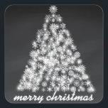Black Chalkboard Sparkly Christmas Snowflake Tree Square Sticker<br><div class="desc">This is Holiday Black Chalkboard Christmas Snowflake Tree Sticker. You can easily to customize,  simply add the personalized text of your choosing. Click on the "Customize It" button for more personalization options.</div>