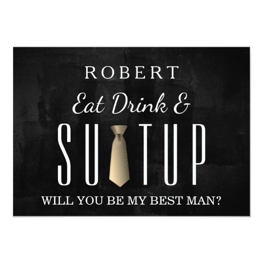 Black Chalkboard Suit-up Will you be my groomsman Card