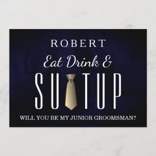 Black Chalkboard Suit-up Will you be my groomsman Invitation