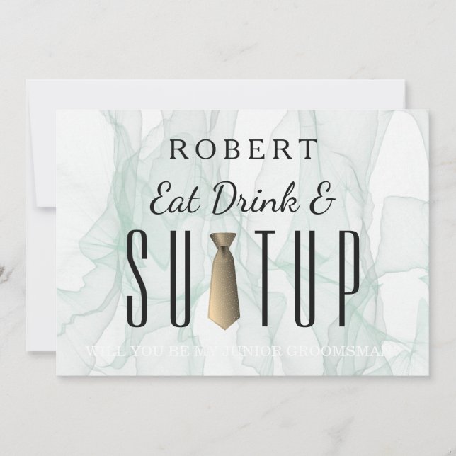 Black Chalkboard Suit-up Will you be my groomsman Invitation (Front)