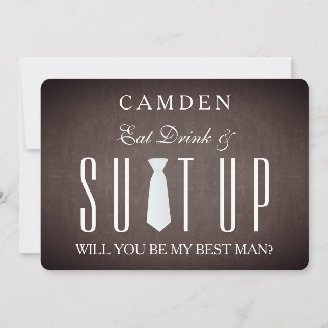 Black Chalkboard Suitup Will you be my Bestman Invitation (Front)