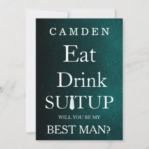 Black Chalkboard Suitup Will you be my Bestman Invitation