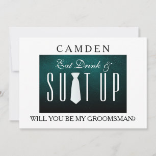 Black Chalkboard Suitup Will you be my groomsman Invitation