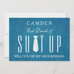 Black Chalkboard Suitup Will you be my groomsman Invitation