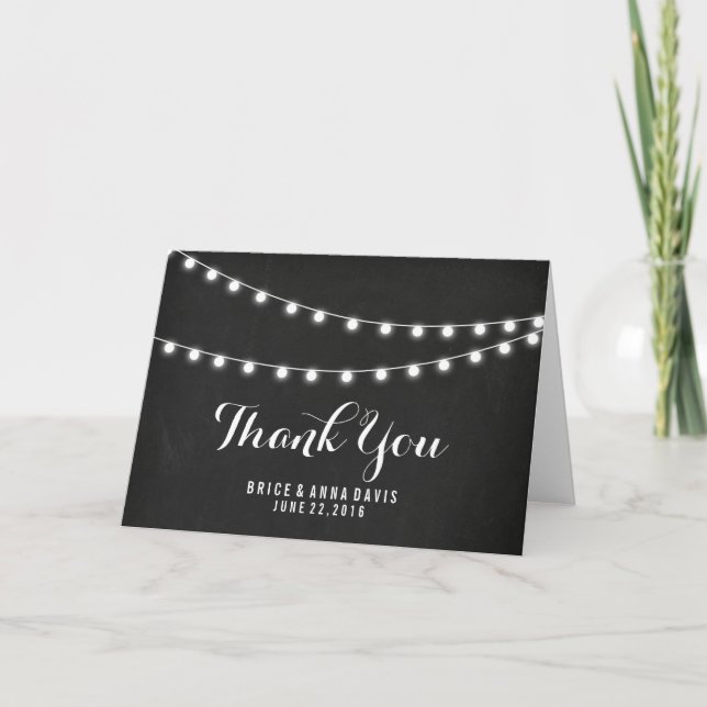 Black Chalkboard Summer String Light Thank You (Front)