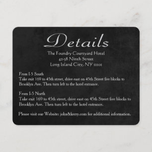 Black Chalkboard Wedding Direction / Details Card
