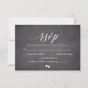 Black Chalkboard Wedding RSVP Script Response Card