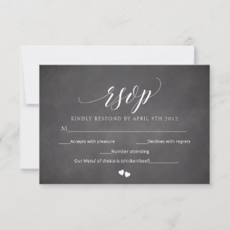 Black Chalkboard Wedding RSVP Script Response Card