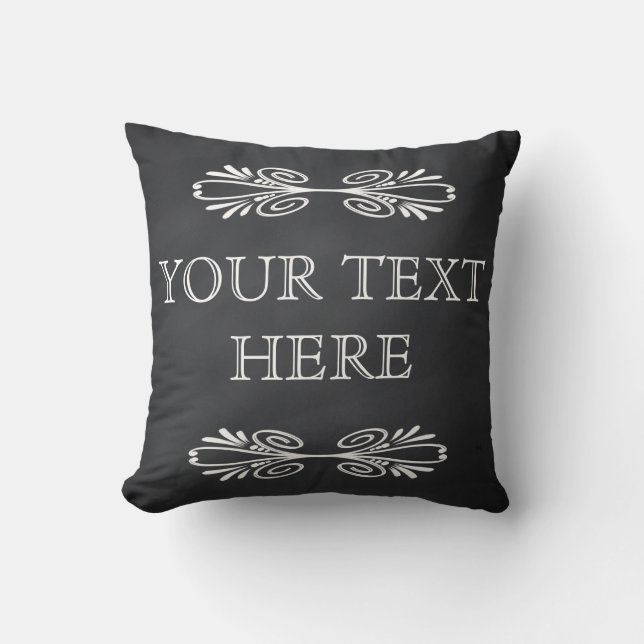 Black Chalkboard White Swirl Merry Christmas Throw Pillow (Front)