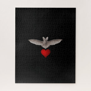 Black Challeging Vintage Vampire Bat Love Hard Jigsaw Puzzle