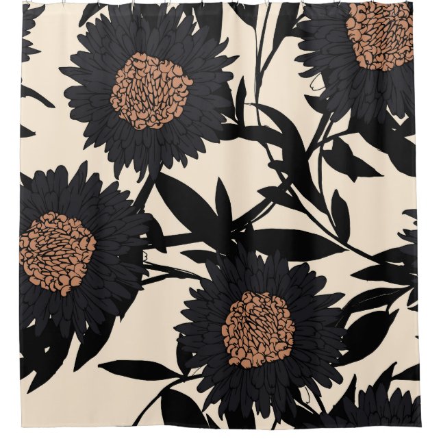 Black chamomile, gerbera: cream background. (Front)