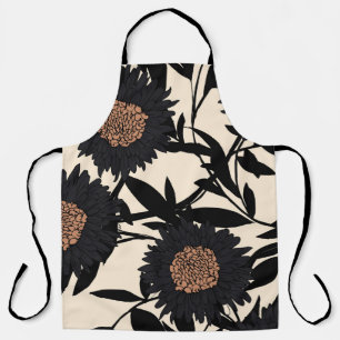 Black chamomile, gerbera: cream background. apron