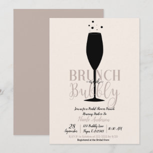 Black Champagne Glass Brunch Bubbly Bridal Brunch Invitation