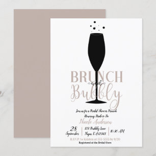 Black Champagne Glass Brunch Bubbly Bridal Brunch Invitation