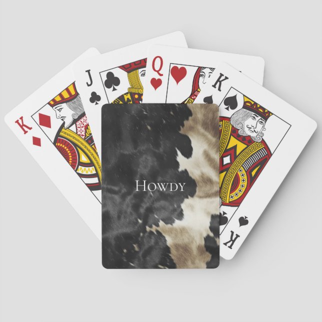 Black Champagne Gold Cowboy Cowgirl Cowhide   Playing Cards (Back)