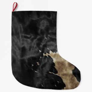 Black Champagne Gold Cowhide Large Christmas Stocking