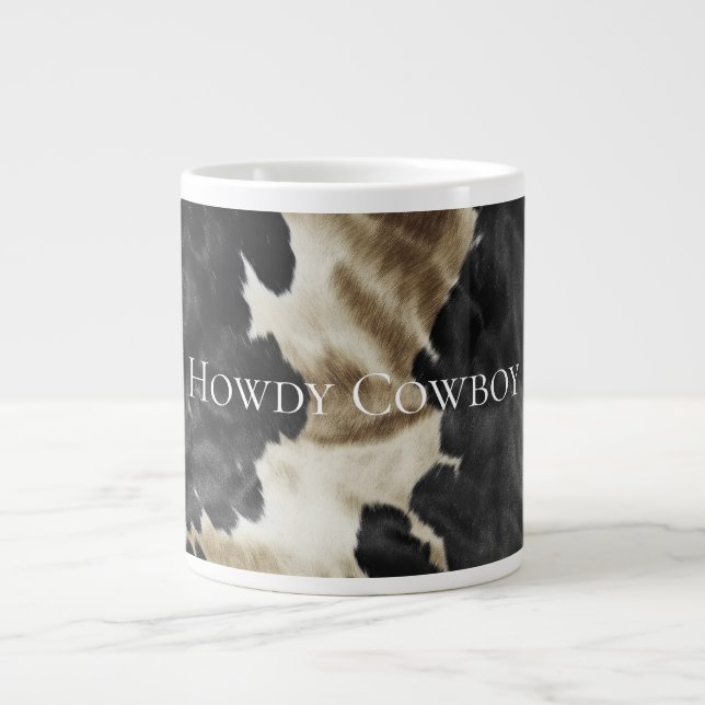 Black Champagne Gold Cowhide   Large Coffee Mug (Front)