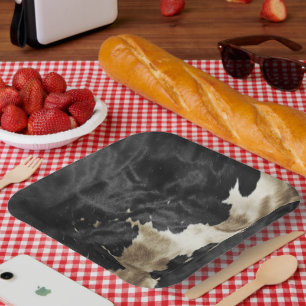Black Champagne Gold Cowhide   Paper Plate